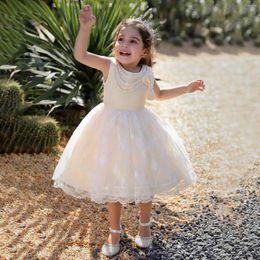 Girl Dresses Children Flower Tutu Dress For 1-5 Years Girls Wedding Birthday Party Kids Lace Champagne Gown Costume Clothing Vestidos