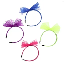 Bandanas 4Pcs Big Lace Bow Headbands Lovely Hair Hoops For Party Cosplay