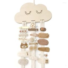 Jewelry Pouches Wooden Cloud Hair Clips Holder Organizer Wall Ornaments Tools For Baby Girl Hairpin Hairband Storage Pendant Accessories