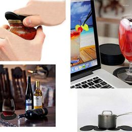 Table Mats 7pcs Non-slip Set Heat Resistant Silicone Mat Drink Glass Black Coasters Kitchen Accessories Coffee Mug Placemat