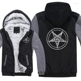 Men's Hoodies Men's & Sweatshirts Outdoor Sports Clothing Pentagram Thicken Hoody Sweatshirt Jacket Church Of Satan Baphomet Knights