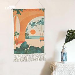 Tapestries Hand-knitted Tassel Tapestry Nordic Art Hanging Cloth Wall Handmade Bohemian Style Retro Home Decor Cotton Hippie