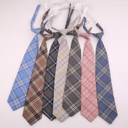 Bow Ties Japanese Pleated Skirt Jk Uniform Rubber Band Neckties Plaid For Women Man College Style Slim Casual Lazy Neck Tie