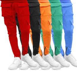 Men's Pants Spring And Autumn Men's Casual Sports Trousers Loose Mid-waist Solid Colour Leggings With Multi-pocket M-3XL