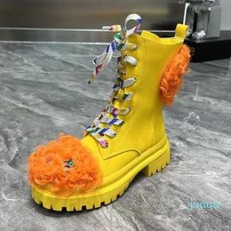 women's boots fashion patent leather thick-soled curly wool fluorescent square women's non-slip snow rhinestone boot women 2022