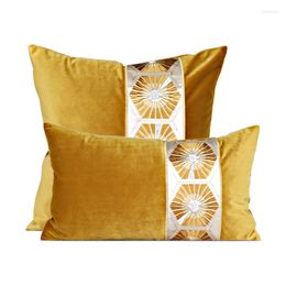 Pillow DUNXDECO Luxury Velvet Gold Colour Cover Couch Outdoor Decorative Case Shiny Sun Embroidery Sofa Chair Bed Decor