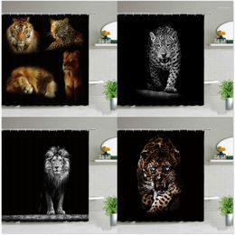 Shower Curtains African Leopard Lion Tiger Pattern Curtain Wild Animal Print Bathroom Bathtub Home Decoration Gift Waterproof
