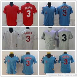 Movie Mitchell and Ness Baseball Bryce 3 Harper Jersey Vintage Stitched Breathable Sport Sale High Quality Man Women Youth Red Blue White