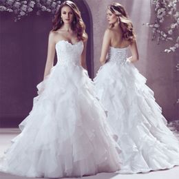 Beaded Embroidery Bridal Princess Gown Sweetheart Corset Organza Cathedral Train Ball Gowns Plus Size Wedding Dresses 403