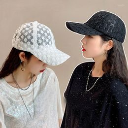 Ball Caps Women Lace Small Flower Baseball Casual All-match Breathable Cap Transparent Sun Protection Hat