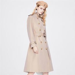 fashion casual designer Trench Coats Womens Long Windbreaker Popular Self-cultivation Temperament Solid Colour Jacket