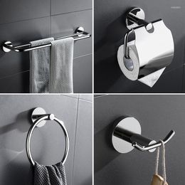 Bath Accessory Set Mirror Stainless Steel Rack 4-Piece Bathroom Accessories 304 Wall Mount Toilet Paper Holder Towel Bar Ring Robe Hook