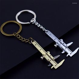 Keychains Fashion Men's Car KeyChain Mini Vernier Calliper Portable Measuring Gauging Tools Turbo Key Chain Ring Ruler