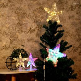 Strings Christmas Tree Decoration Flashing LED Colour Changing Lamp Xmas Topper Star Decorations Light For Home Decor