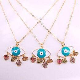 Pendant Necklaces 6PCS Gold Colour Colourful Heart Lip Eye Hand Charm Enamel Necklace For Women Girl
