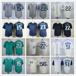 Vintage Baseball Jersey 15 Kyle Seager 22 Robinson Cano 23 Nelson Cruz 51 Suzuki Ichiro 56 Jim Bouton Jerseys Men Women Youth