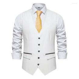 Men's Vests White Vest Men 2022 Brand Solid Formal Single Breasted Casual Slim Waistcoat Wedding Party Gentlemen Business Gilet Homme