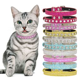 Super Shining Diamond Rhinestone Cat Dog Collars Puppy Baby Dog Leather Strap Kitten Accessories Adjustable 1223430