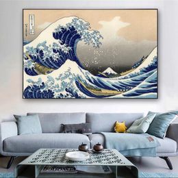 Canvas painting The Great Wave off Kanagawa By Katsushika Hokusai Famous Paintings Print On Canvas Art Posters Japanese anime game Pictures Cuadros Frameless