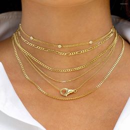 Choker 925 Sterling Silver Multi Layers Sex Necklace For Women Classic 2MM Cuban Chain 41 5CM Gold Plated Fashion Wedding Jewellery