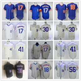 Vintage Baseball Jersey 17 Keith Hernandez 18 Darryl Strawberry 30 Michael Conforto 1969 31 Mike Piazza 41 Seaver Cespedes Men Women Youth