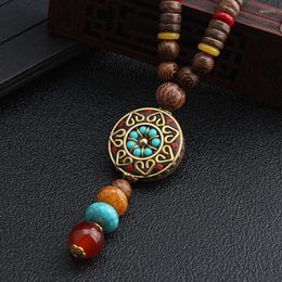 Pendant Necklaces Vintage Nepal Buddhist Mala Wood Beads Necklace Ethnic Long Sweater Chain For Women Men Jewelry