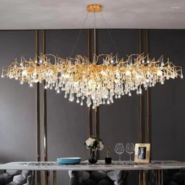 Chandeliers Modern Luxury LED Crystal Hanging Pendant Lights For Bedroom Kitchen Dining Living Suspension Lamp