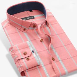 Camicie casual da uomo Camicia da uomo scozzese a quadretti in stile inglese senza tasche a maniche lunghe Camicia a quadretti in cotone con colletto con bottoni standard