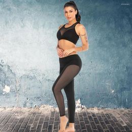 Active Sets Breathable Yoga Set Fitness Women Sports Running Suit Quick Dry Gym Wear Ladies Fashion Mesh Splicing Sportswear Suits