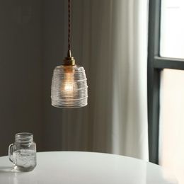 Pendant Lamps Japanese Minimalist Brass Glass Lights Led E27 Simple Retro Modern Hanging Lamp Bedroom Bedside Bar Loft Salon Sofa Cafe