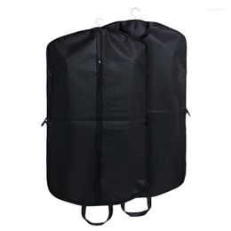 Storage Bags 1pc Black Dustproof Hanger Coat Clothes Garment Suit Cover Non-Woven Folding Sleeve Dust