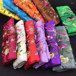 Jewelry Pouches 5pcs Fashion Chinese Style Handmade Silk Embroidered Roll Bags Pouch For Traveling