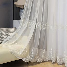 Curtain Tulle Curtains For Living Room Light Luxury Pearls White Sheer Voile Balcony Tread Window Screen Beads Embroidery
