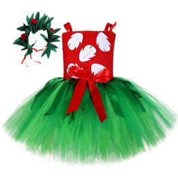 Ocasiões especiais Lilo Tutu Dress for Baby Girl Christmas Halloween Costume Kids Hawaiian Dresses for Girls Party Princess Outfits with Garland T221014