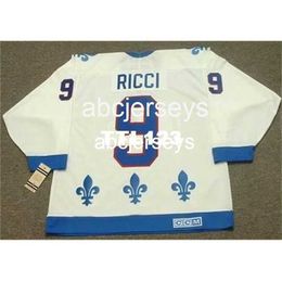 #9 MIKE RICCI Quebec Nordiques 1994 CCM Vintage Home Hockey Jersey Stitch any name number