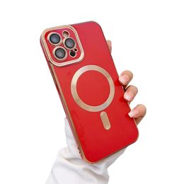 Magnetic Phone Cases Solid Colour Electroplating CD Pattern Brushed For iphone 14 Pro Max 13 12 11 With Lens Film Cover Shockproof Anti Fall