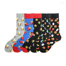 Men's Socks Colourful Dog Hamburg Beer Pattern Novelty Crew Men's Funny Food Kawaii Sokken Creative Casual Cotton For Male