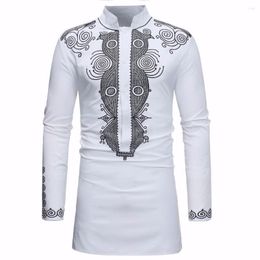 Men's Casual Shirts African Dashiki Shirt Men Nice Spring Autumn Stand Collar Long Sleeve Clothing Camisas Para Hombre