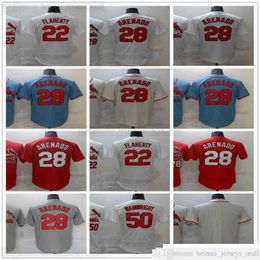 2021-22 Stitched Baseball 28 Nolan Arenado Jerseys 22 Jack Flaherty Jersey 50 Adam Wainwright White Red Blank No Number Name for Man Size