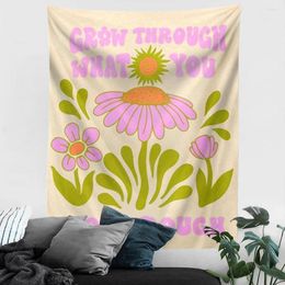 Tapestries Nordic Abstract Sun Flower Tapestry Wall Hanging Art Hippie Ins Room Decor Girl Pink Decoration