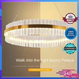 Pendant Lamps Post-Modern Light Luxury Crystal Chandelier Nordic Creative Personality Golden Stainless Steel LED Lamp For Living Room