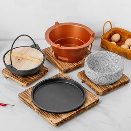 Table Mats Heat Insulation Wooden Coasters Square Placemats Tea Coffee Cup Pad Non-Slip Stone Bowl Mat Kitchen Decoration