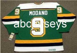 Men Vintage #9 MIKE MODANO Minnesota North Stars 1991 CCM Hockey Jersey custom any name number
