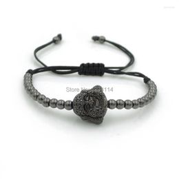 Charm Bracelets 14 16 10mm Micro Pave CZ Happy Buddha Beads & 4mm Round Braided Macrame Bracelet Jewelry