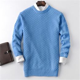 Men's Sweaters Fashion Cashmere Twisted Knit Men Oneck Solid H-straight Pullover Sweater 5color S-2XL Retail Wholesale
