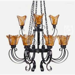 Chandeliers Vintage Stained Glass Shade Chandelier Tiffany Lamp E27 LED Kitchen Bar Lighting Home Furniture Cafe Dining Room Decor