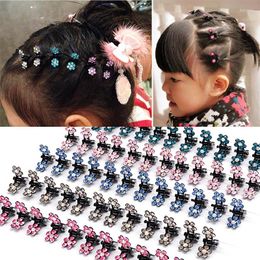 Hair Accessories 12pcs/pack Crystal Rhinestone Flower Claw Hairpins Ornaments Clips Hairgrip For Kids Girl