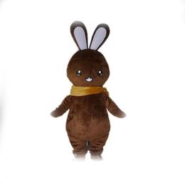High quality a brown bunny mascot costume with brown scarf for adult to wear