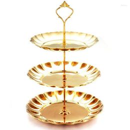 Bakeware Tools 1 Pcs Stainless Steel Cake Stand 2 / 3 Tier Candy Fruits Cakes Desserts Plate Stands For Wedding Party Cakecups