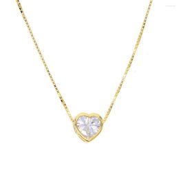 Chains 925 Sterling Silver Classic Single Stone Simple Design Valentines Gift Heart Cz Bead Sparking Lover Necklace